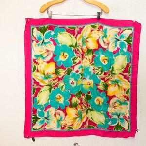 Charter Club Scarf Womens Pink Floral Square Wrap Shawl‎ Bandana Hawaiian Boho